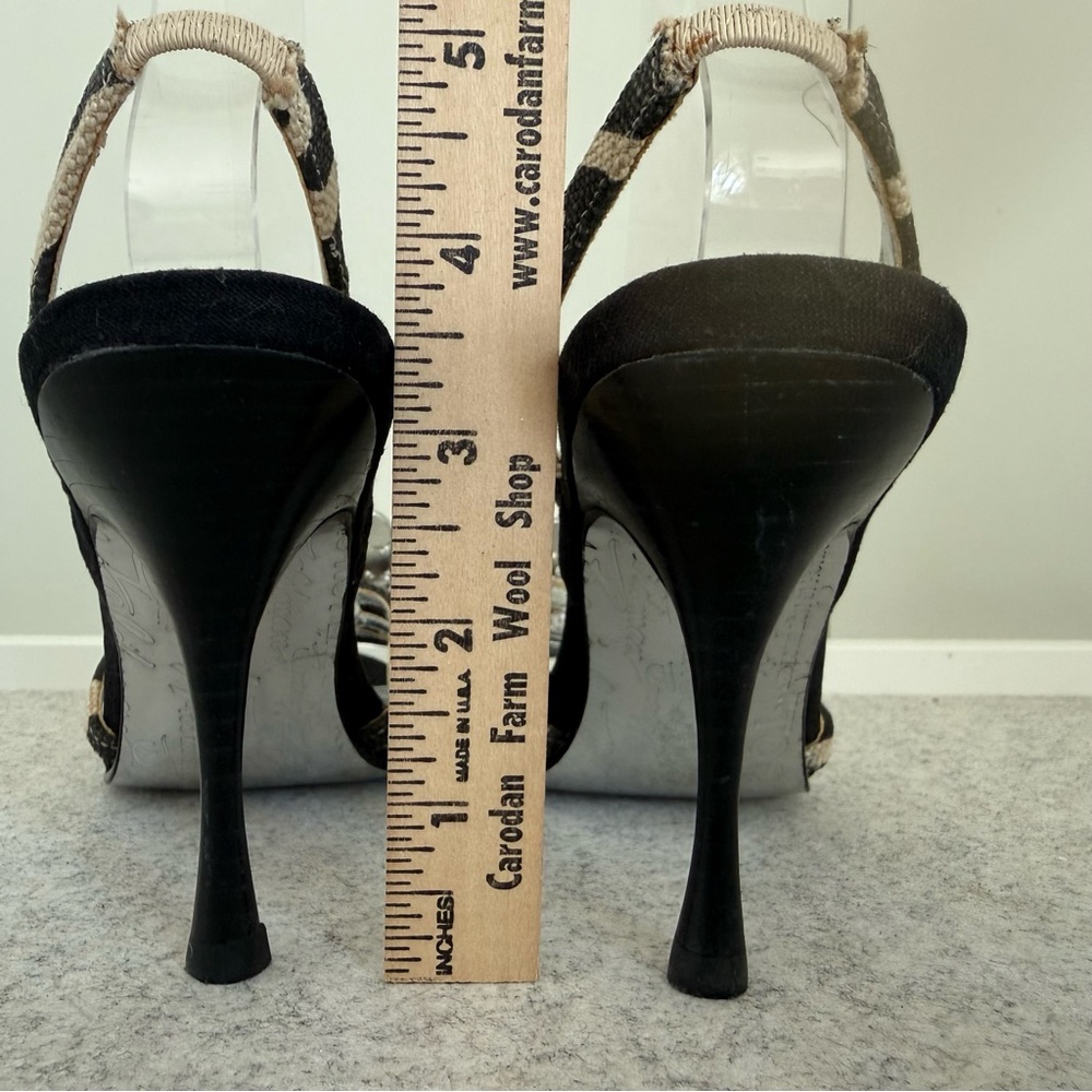 Beverly Feldman Chic Turquoise Embellished Slingback Heels Sz 6 Heeled Sandals - Picture 5 of 12